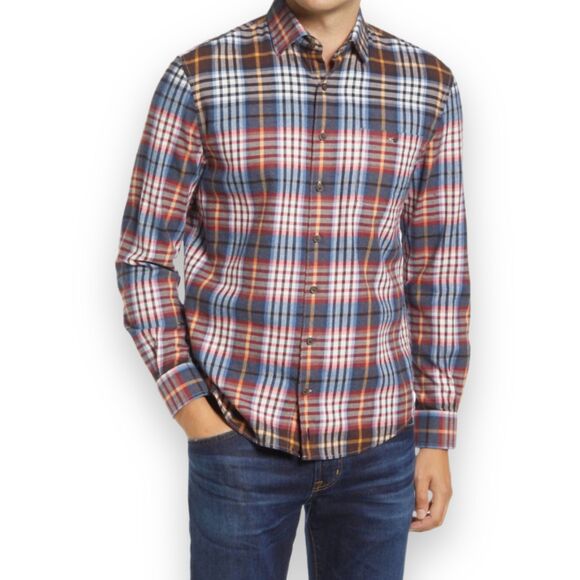 johnnie-O Other - Johnnie-O Hangin' Out Kemper Plaid Flannel Button-Up Shirt in Laguna Blue Sz M